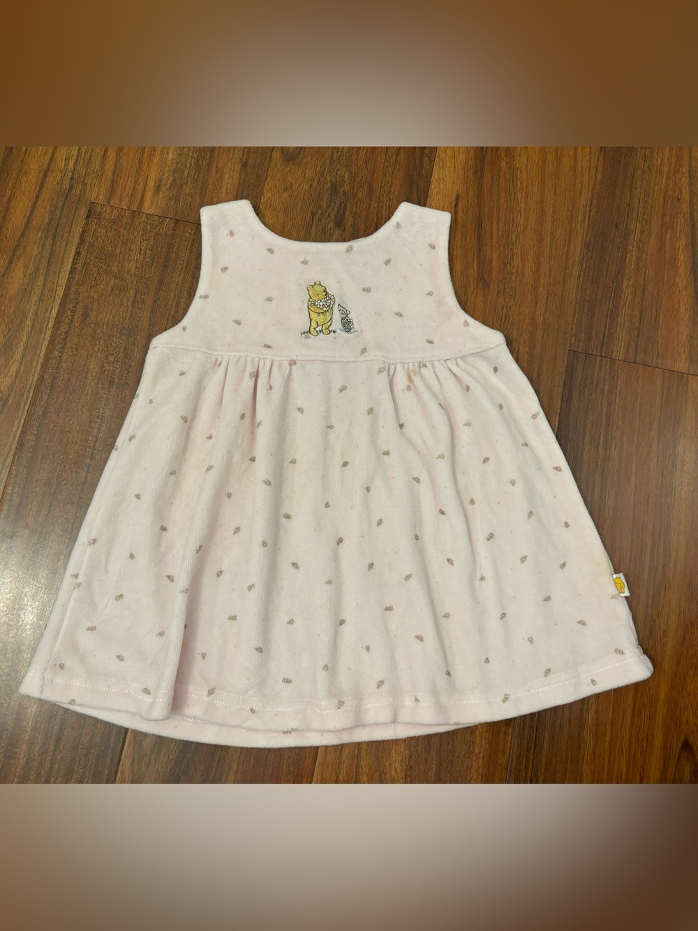 Disney ClassicPooh Winnie the Pooh Vintage y2k Embroidered Pink Velour Dress